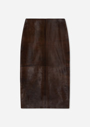 Pencil Skirt in Calf Hair - Chocolate - CO Collections